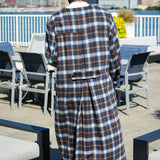Kanso Plaid Collarless Long Coat
