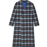 Kanso Plaid Collarless Long Coat