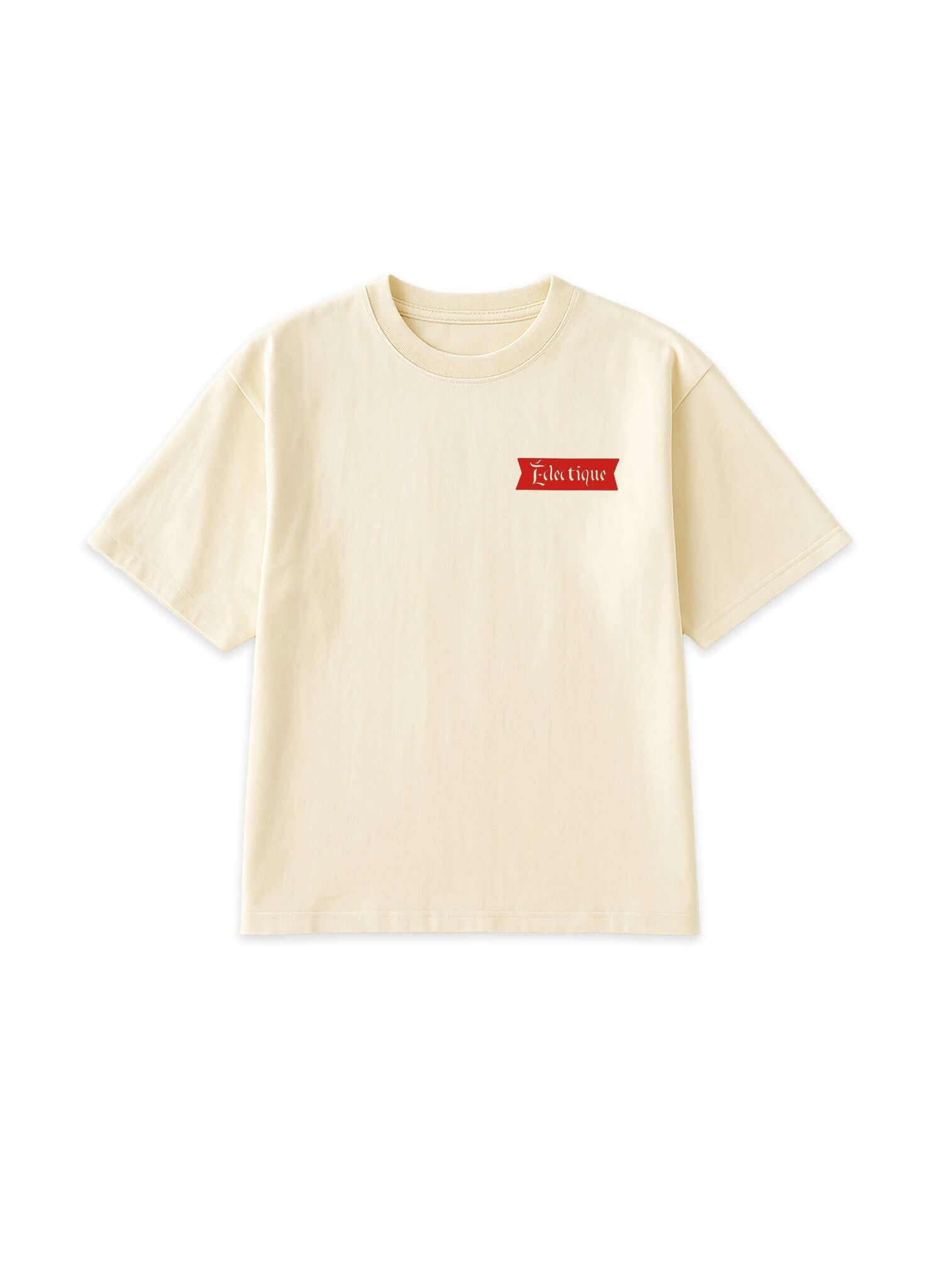 Date Night Cream Graphic T-Shirt in French Vanilla color with printed artwork on left chest and relaxed fit.