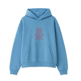 Words Of Wisdom Lightweight Terry Hoodie in blue with embroidered detail for a casual, comfortable look.