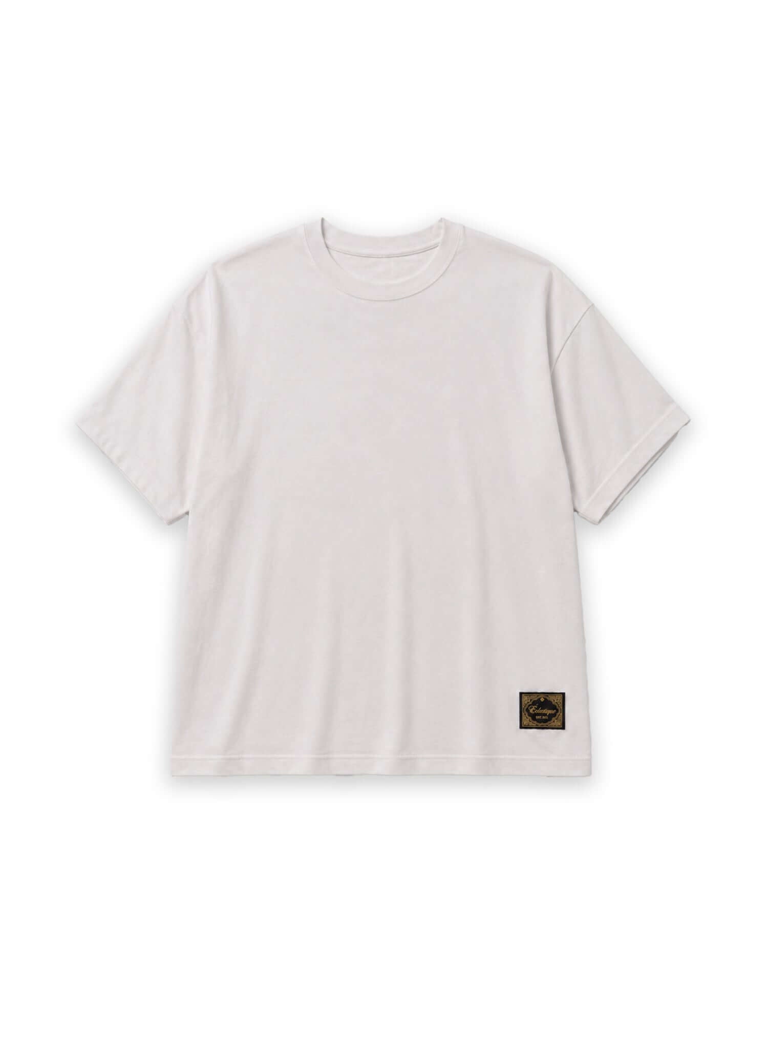Japanese Made Essential Cotton T-shirt in white with relaxed fit and signature woven label at hem.