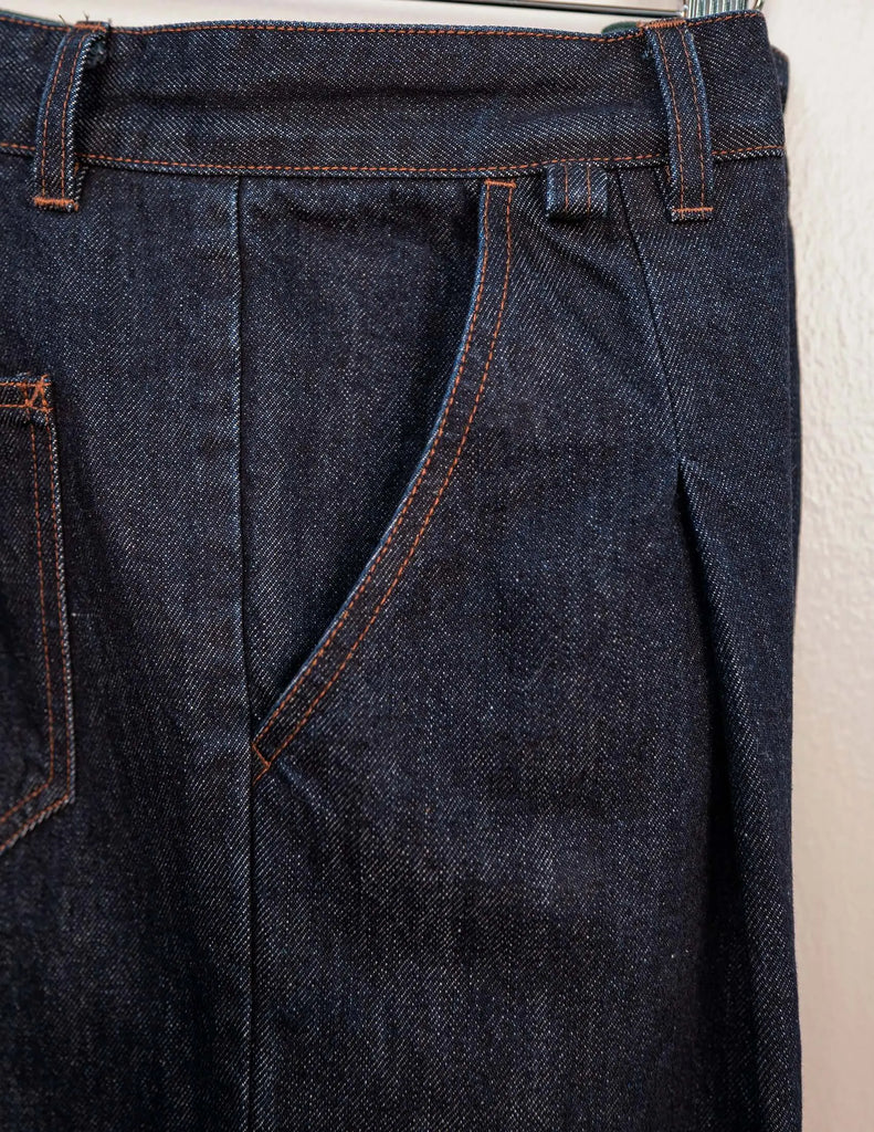 Men's Indigo Pleated Jeans – Kura - View 2
