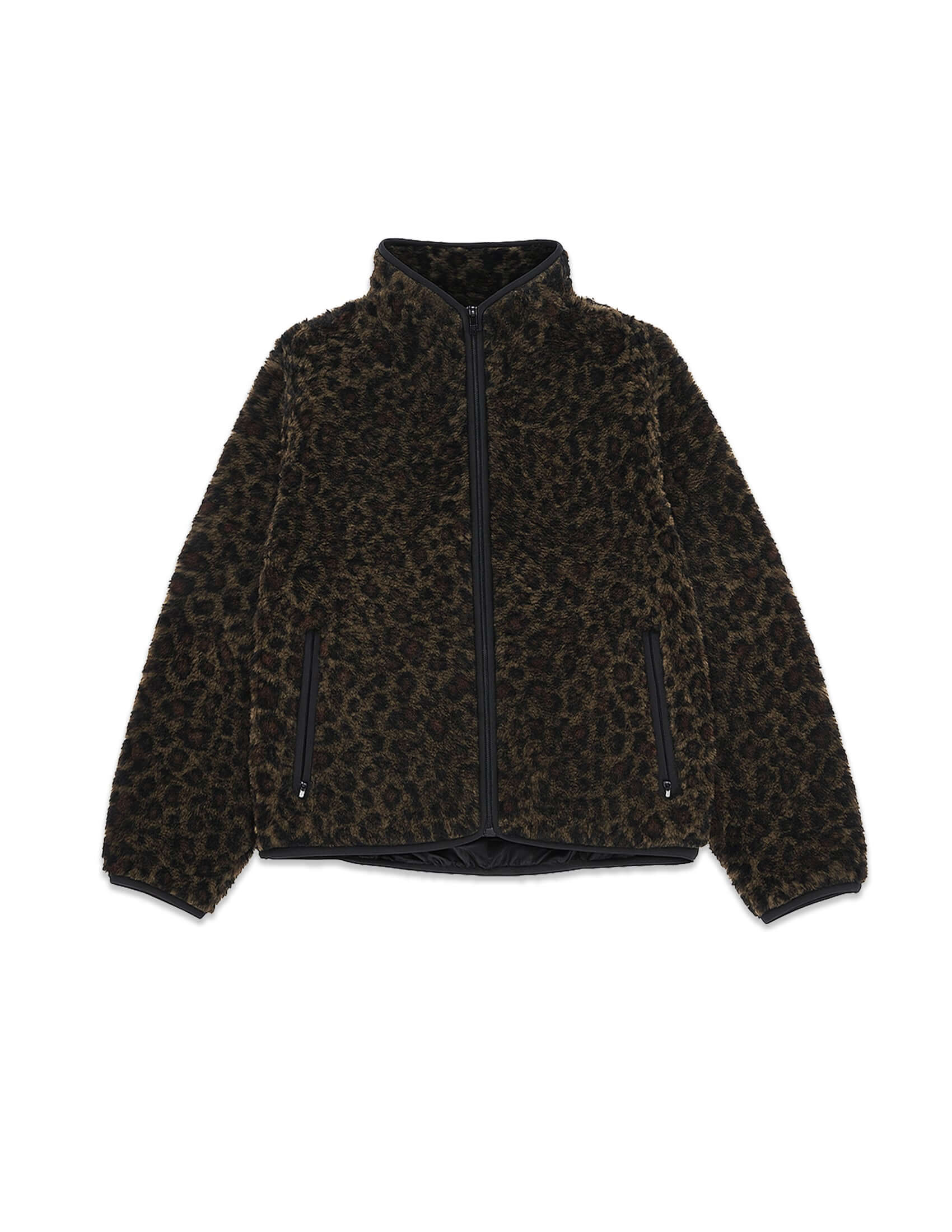 Éclectique leopard fleece jacket front view