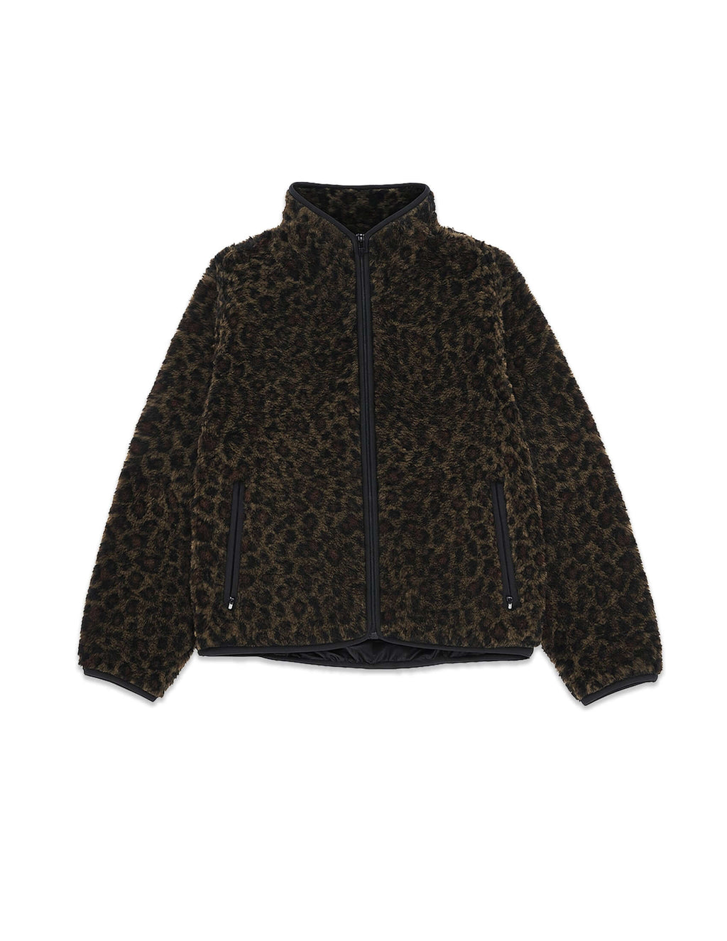 Éclectique leopard fleece jacket front view