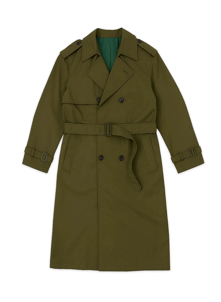 Men's Olive Trench Coat - Leon - View 1