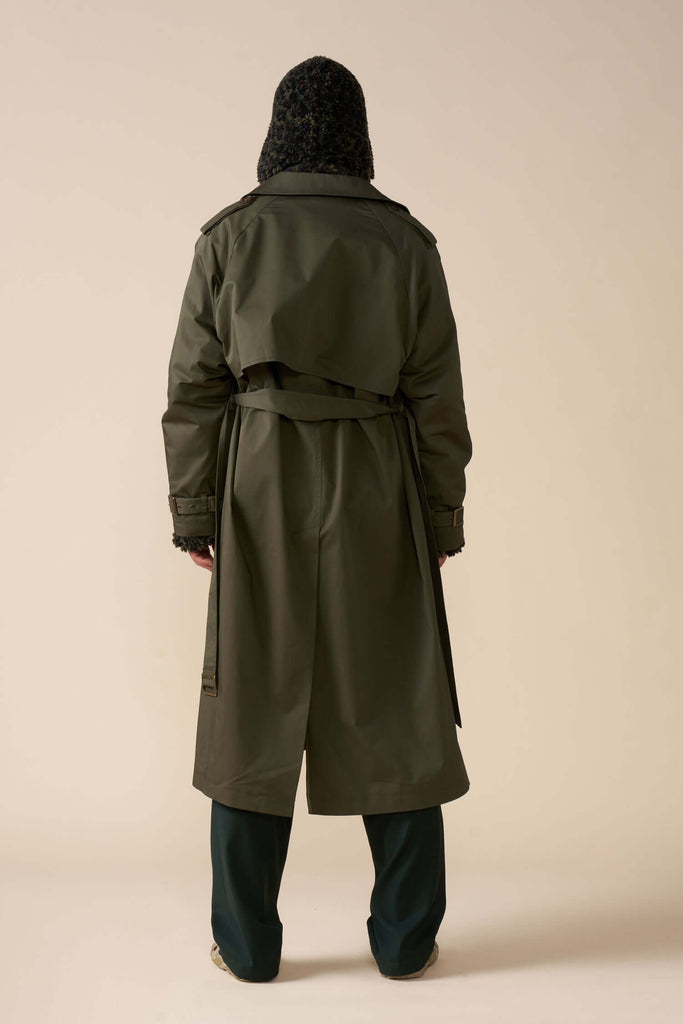 Men's Olive Trench Coat - Leon - View 2