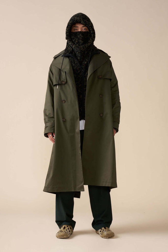 Men's Olive Trench Coat - Leon - View 2