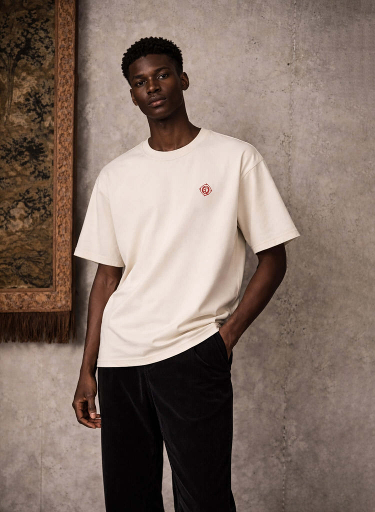 Monogram Embroidered Cotton T-Shirt – French Vanilla - View 2