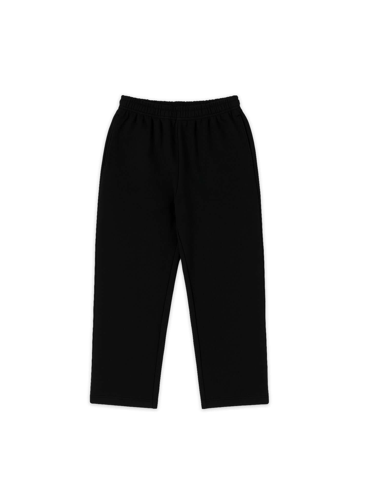 front flat lay of straight leg joggers black by Éclectique
