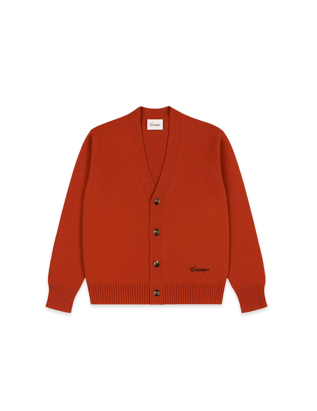 Orange v neck cardigan in Sunburst front flat lay