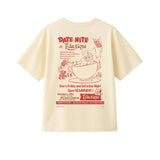 Cream graphic T-shirt featuring Date Night artwork on back and relaxed fit from Éclectique.