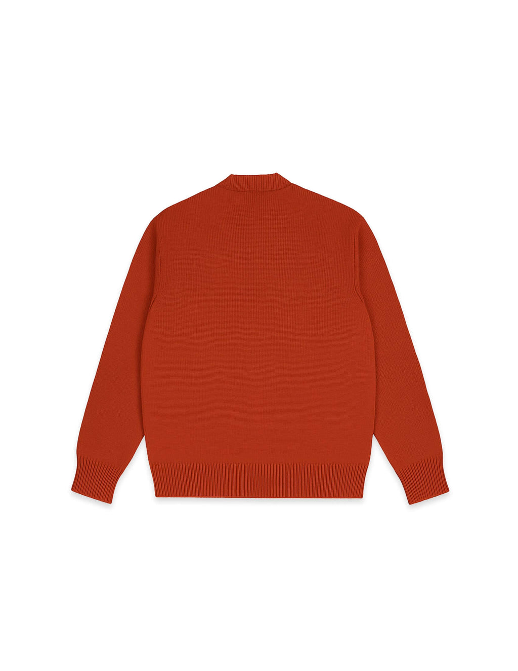 Orange v neck cardigan in Sunburst back flat lay