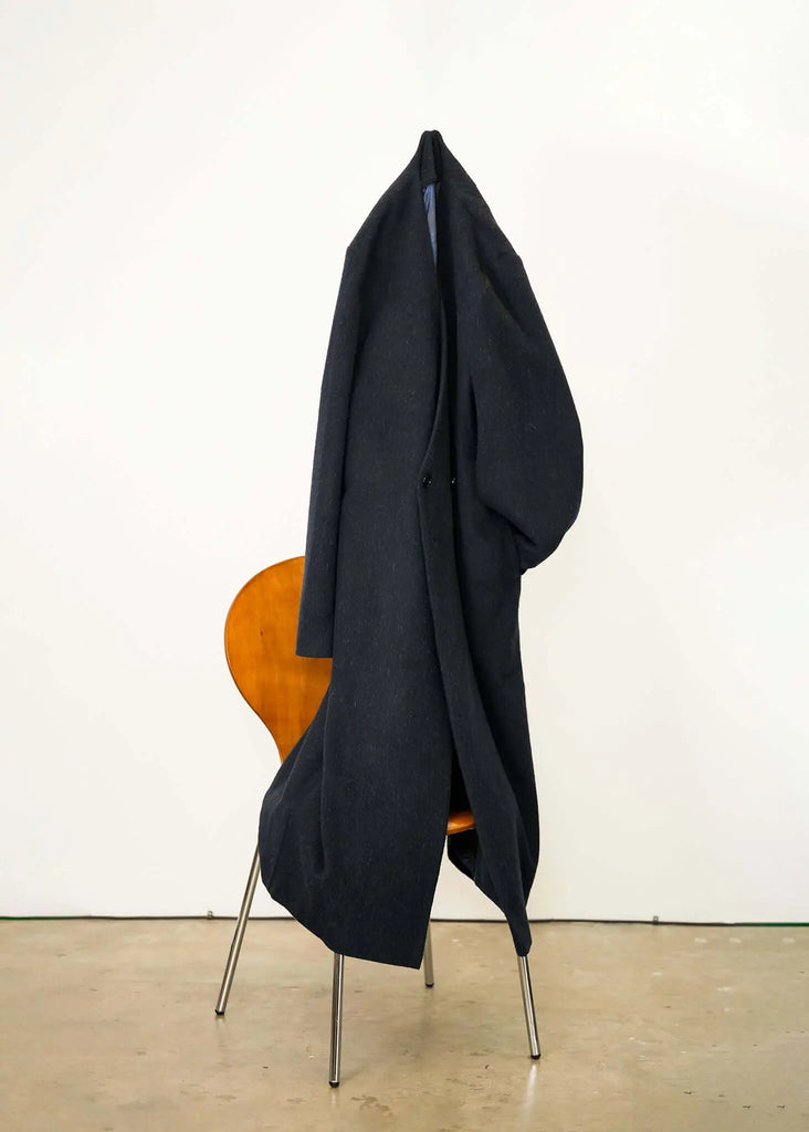Collarless Long Coat Navy - Kanso - View 2
