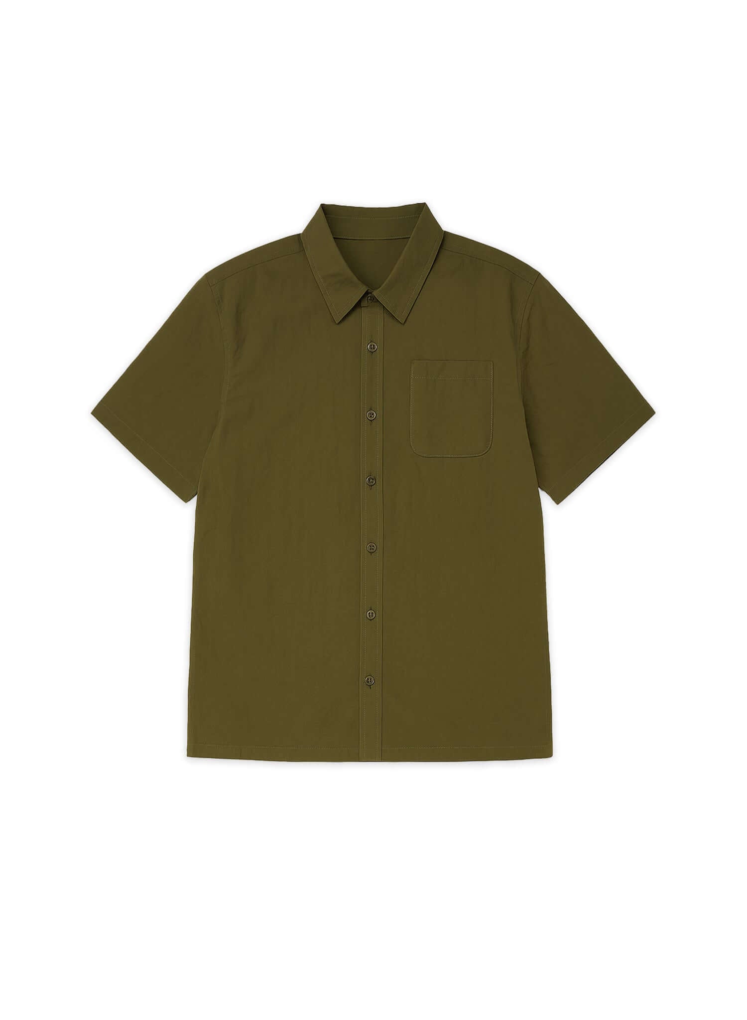 Designer Short sleeve casual shirt in olive color designed for comfort and style, perfect for relaxed, polished days.