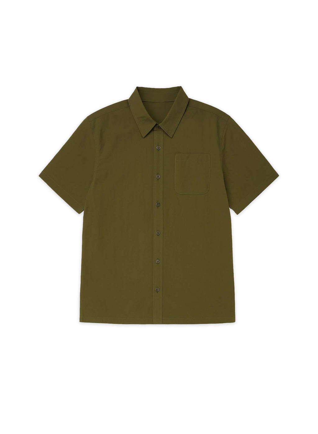 Designer Short sleeve casual shirt in olive color designed for comfort and style, perfect for relaxed, polished days.