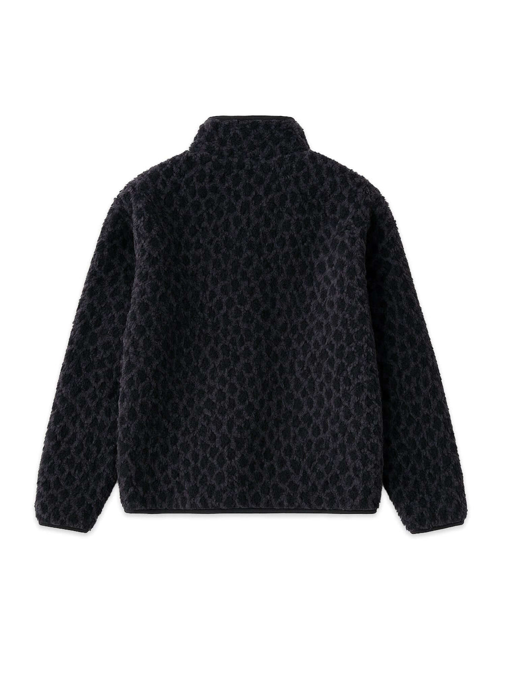 Éclectique black leopard fleece jacket back view