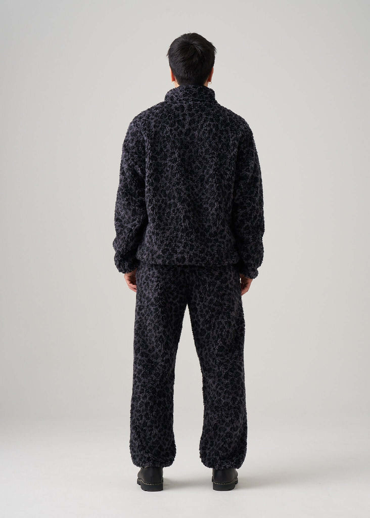 Black Leopard Fleece Jacket - View 2