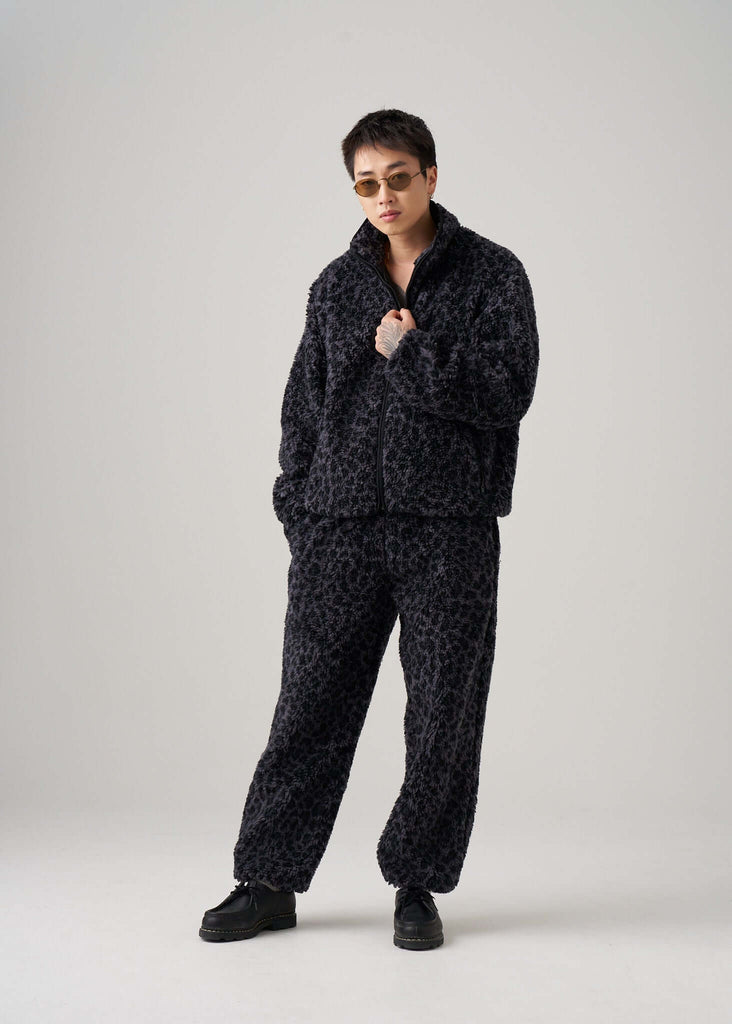 Black Leopard Fleece Jacket - View 2