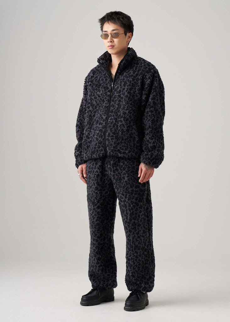 Black Leopard Fleece Jacket - View 2
