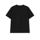 Back view of Classic Friends logo t-shirt, acid-wash black heavyweight cotton with relaxed boxy fit.