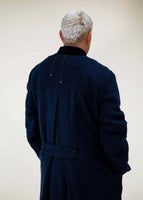 thumbnail for Collarless Long Coat Navy - Kanso