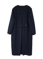 thumbnail for Collarless Long Coat Navy - Kanso
