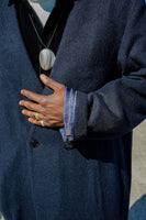 thumbnail for Collarless Long Coat Navy - Kanso