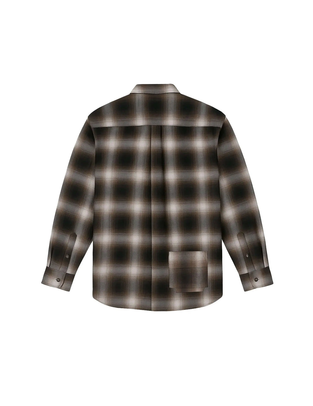 Back view of the Mercer Plaid Cotton Button-Up Shirt with a tailored fit and signature back pocket.