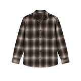 Mercer Plaid Cotton Button-Up Shirt featuring a classic plaid pattern in brown tones, showcasing a tailored fit and soft cotton fabric.