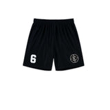Performance soccer shorts in black featuring a structured waistband and minimal detailing.