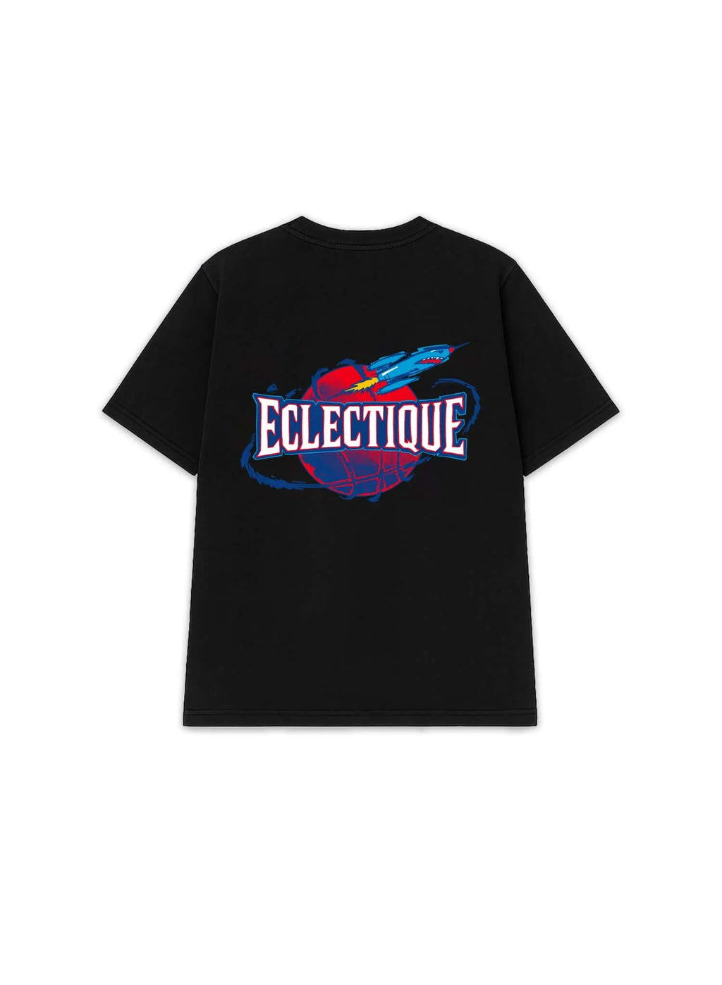 Éclectique Rockets Graphic T-Shirt with bold logo on the back, showcasing vintage sport culture and modern design.