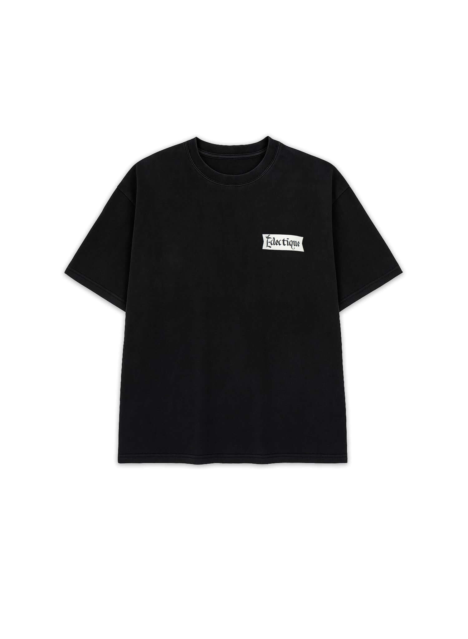 Éclectique Rockets Graphic T-shirt in black, showcasing vintage style and modern minimalism for everyday wear.