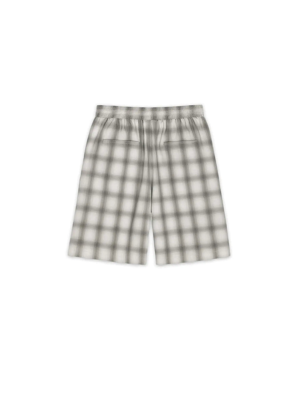 Tailored monotone plaid shorts featuring a refined silhouette and front pleats, made from 100% cotton.