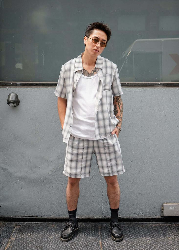 Tailored Monotone Plaid Shorts - View 2