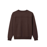 Back view of French Terry crewneck sweatshirt in rich brown color.