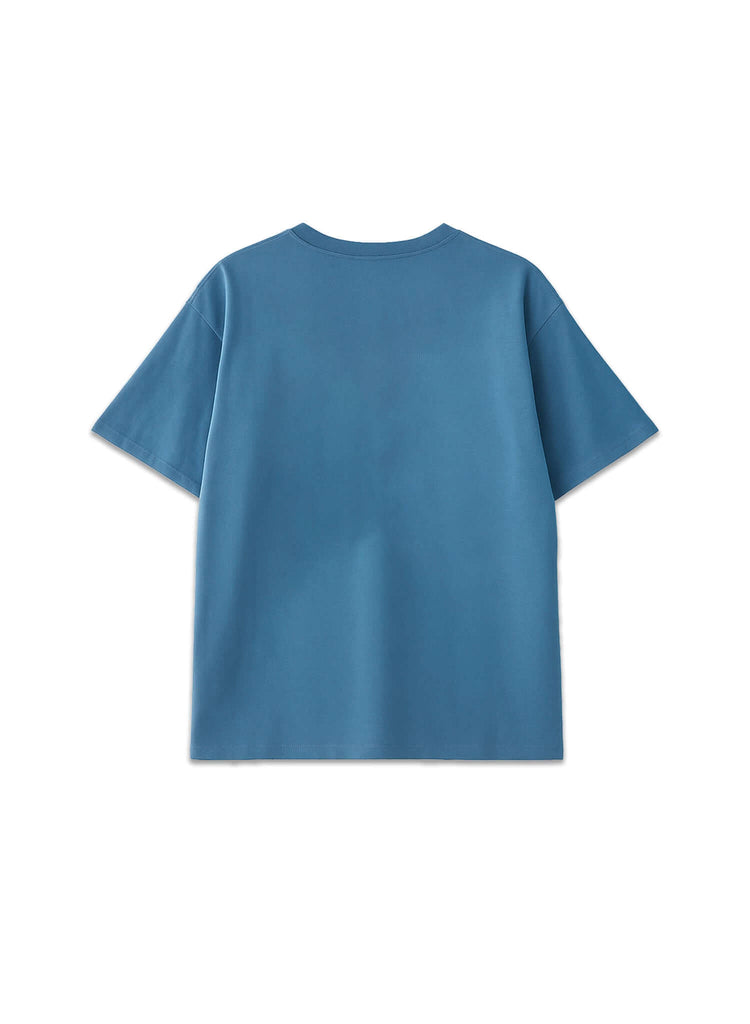 Monogram Embroidered Cotton T-Shirt – Blue - View 2