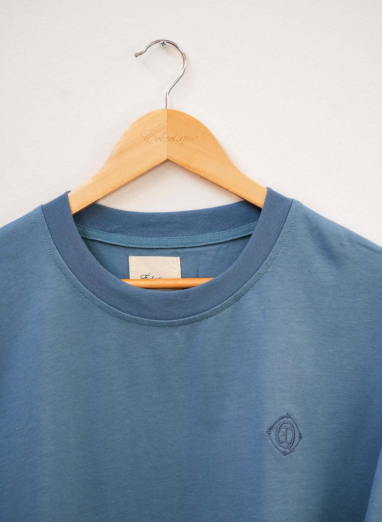 Monogram Embroidered Cotton T-Shirt – Blue - View 2