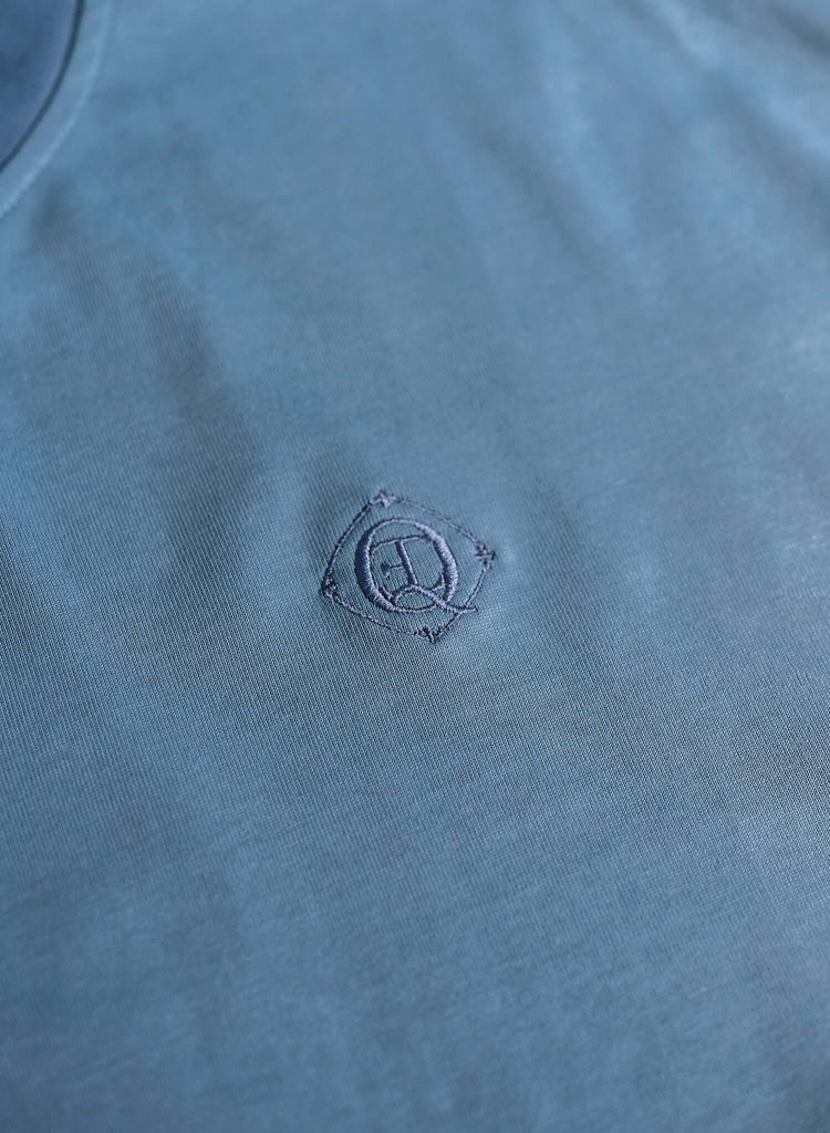 Monogram Embroidered Cotton T-Shirt – Blue - View 2