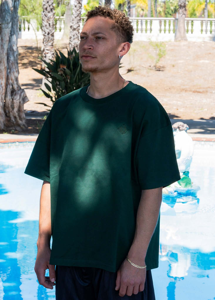 Monogram Embroidered Cotton T-Shirt – Emerald - View 2