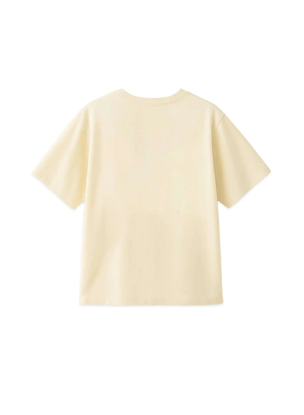Back view of a monogram embroidered cotton t-shirt in French vanilla color showcasing a clean, comfortable design.