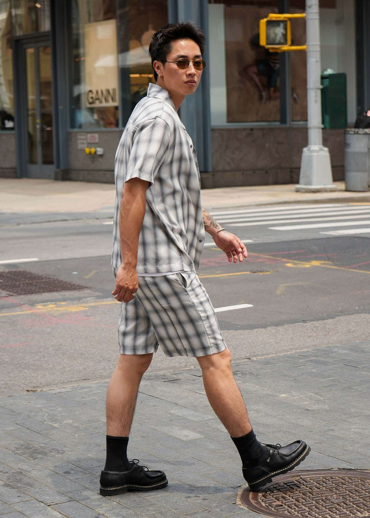 Monotone Plaid Button-Up Shirt - View 2