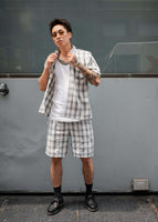 thumbnail for Monotone Plaid Button-Up Shirt