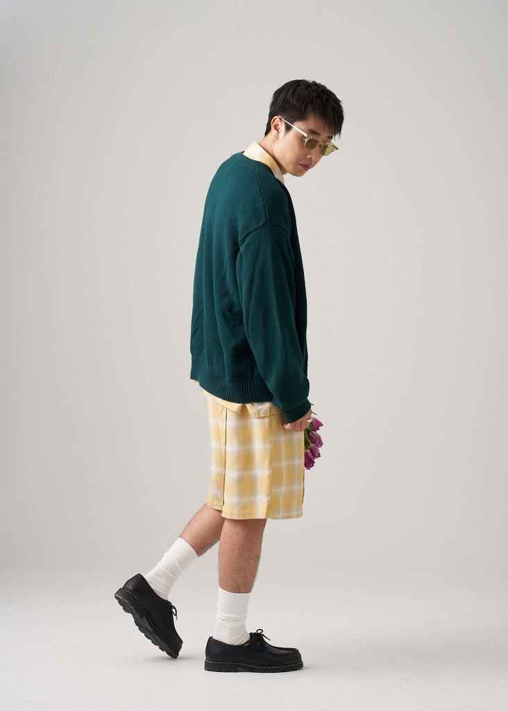 Ombre Plaid Shorts in Yellow - View 2