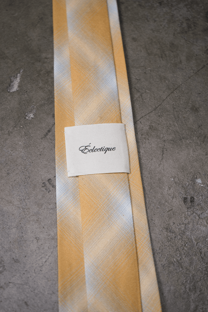Ombre Plaid Tie in Yellow Gradient - View 2