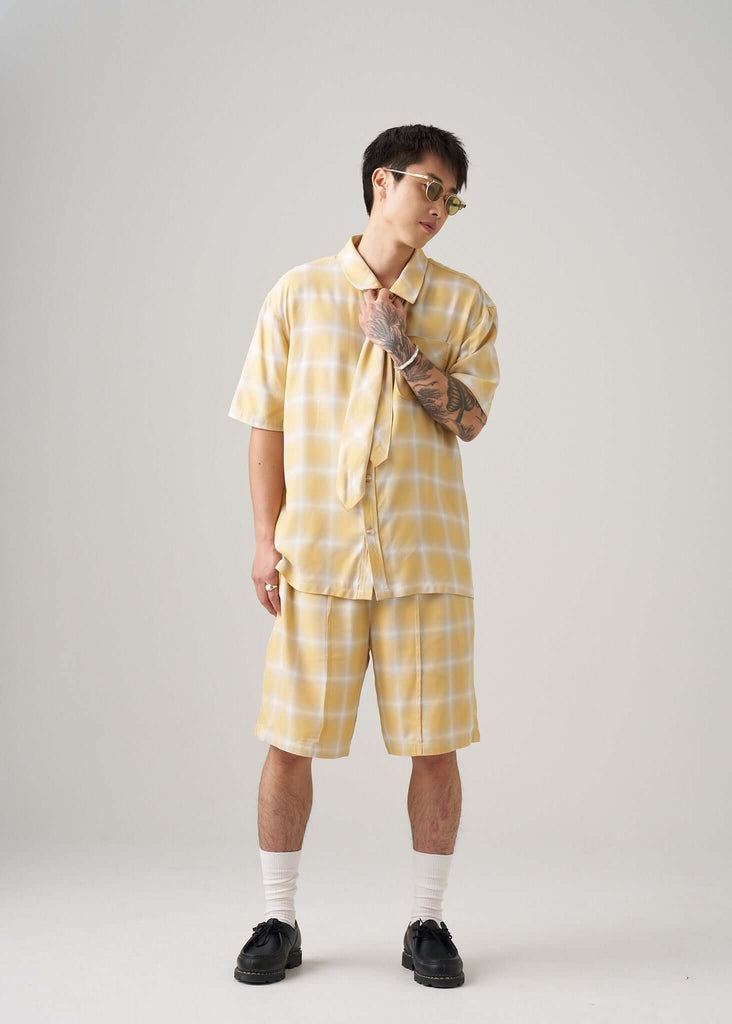 Ombre Plaid Tie in Yellow Gradient - View 2