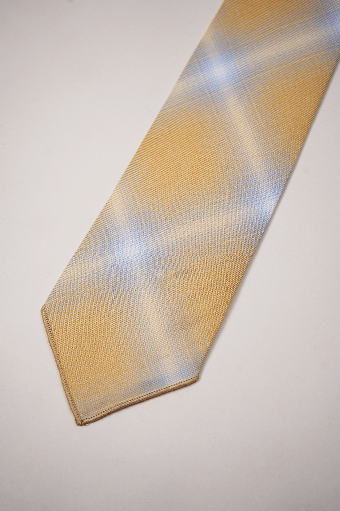 Ombre Plaid Tie in Yellow Gradient - View 2