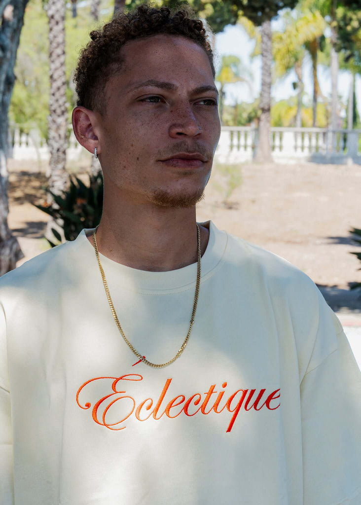 Script Logo Embroidered Cotton T-Shirt – French Vanilla - View 2