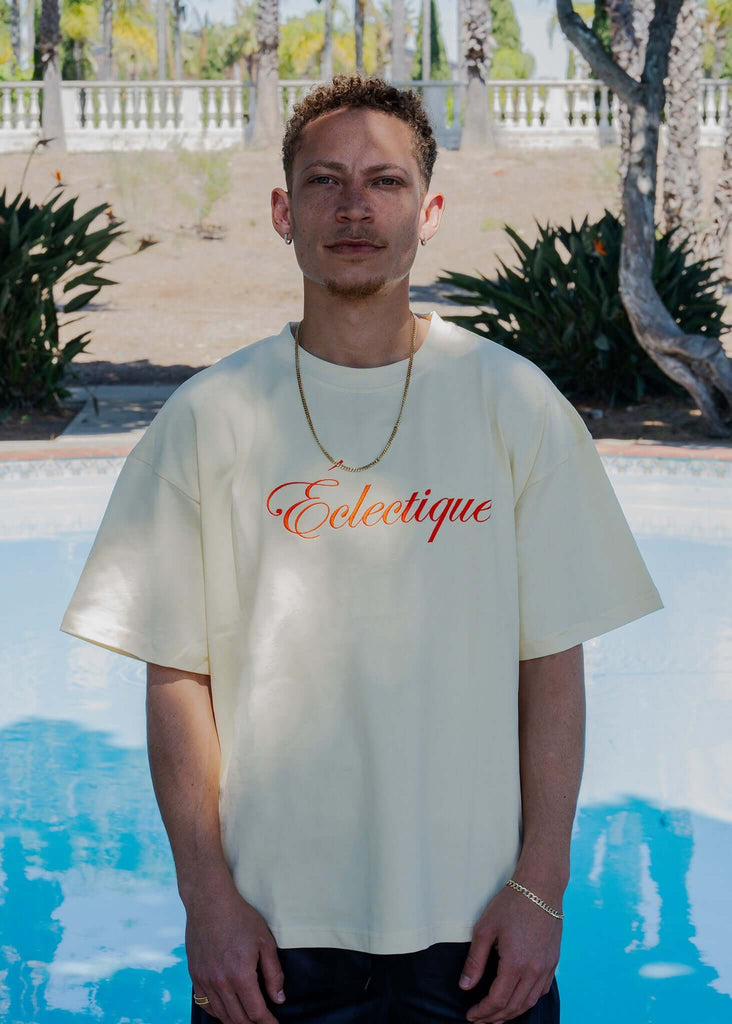 Script Logo Embroidered Cotton T-Shirt – French Vanilla - View 2