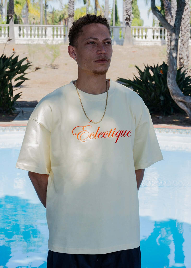 Script Logo Embroidered Cotton T-Shirt – French Vanilla - View 2