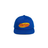 Seinfeld Vintage Logo Hat in royal blue with embroidered Éclectique logo, featuring a curved brim and adjustable strap.